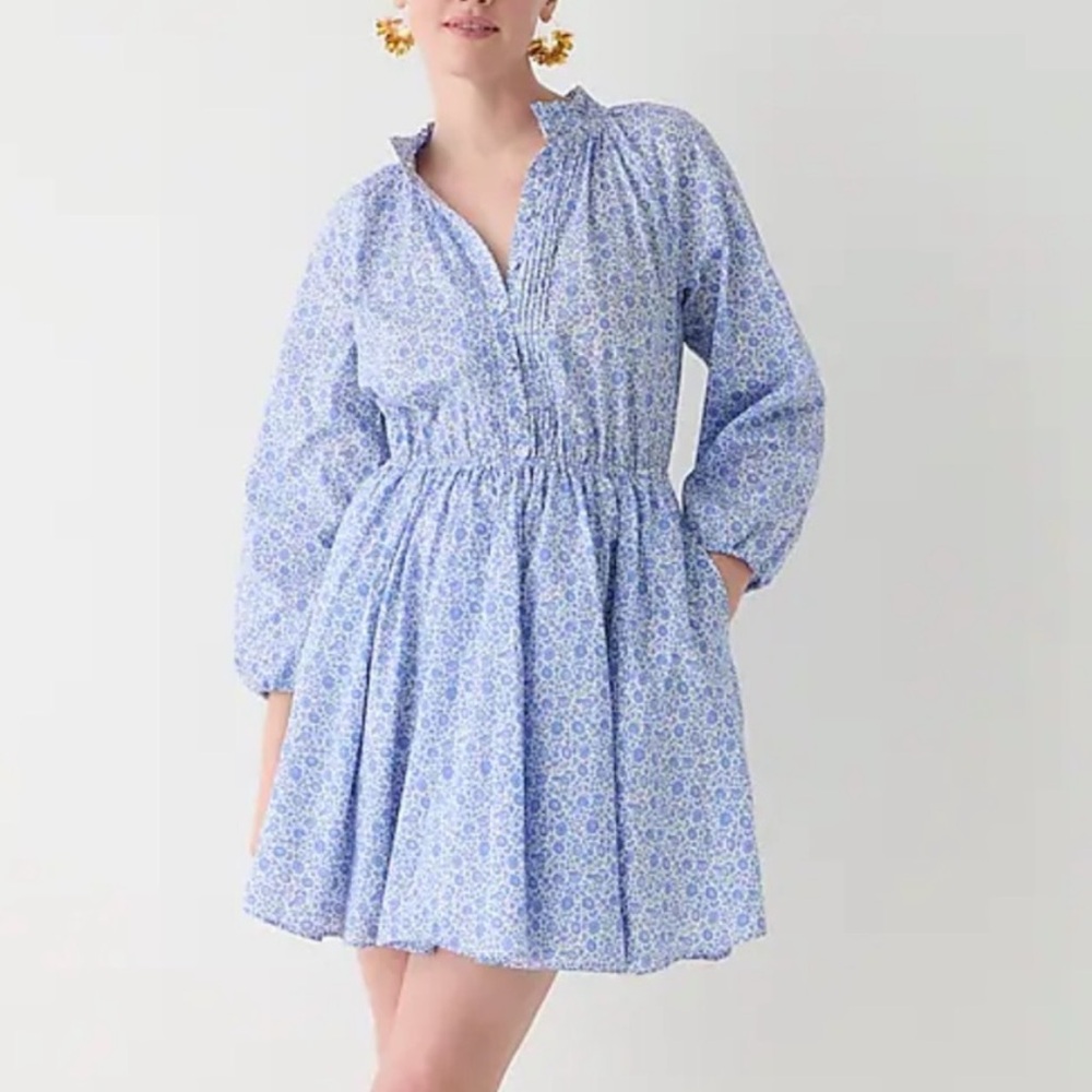 J. Crew Ruffle-collar mini dress in Liberty® D'Anjo Coast fabric